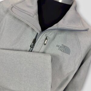 The North Face Women's M Apex Barrier Soft Shell Jacket Gray American Flag Patch